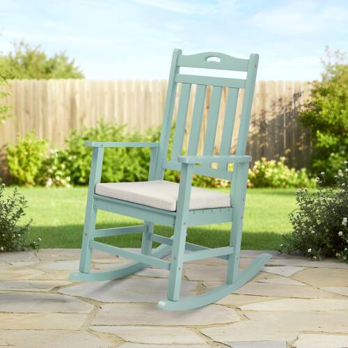 Alt View 5. Winado - Wooden Rocking Chair, Heavy Duty 450LBS with High Backrest, Cushion All-Weather Lounge Rocker Support for Outdoor Garden - Mint Green.