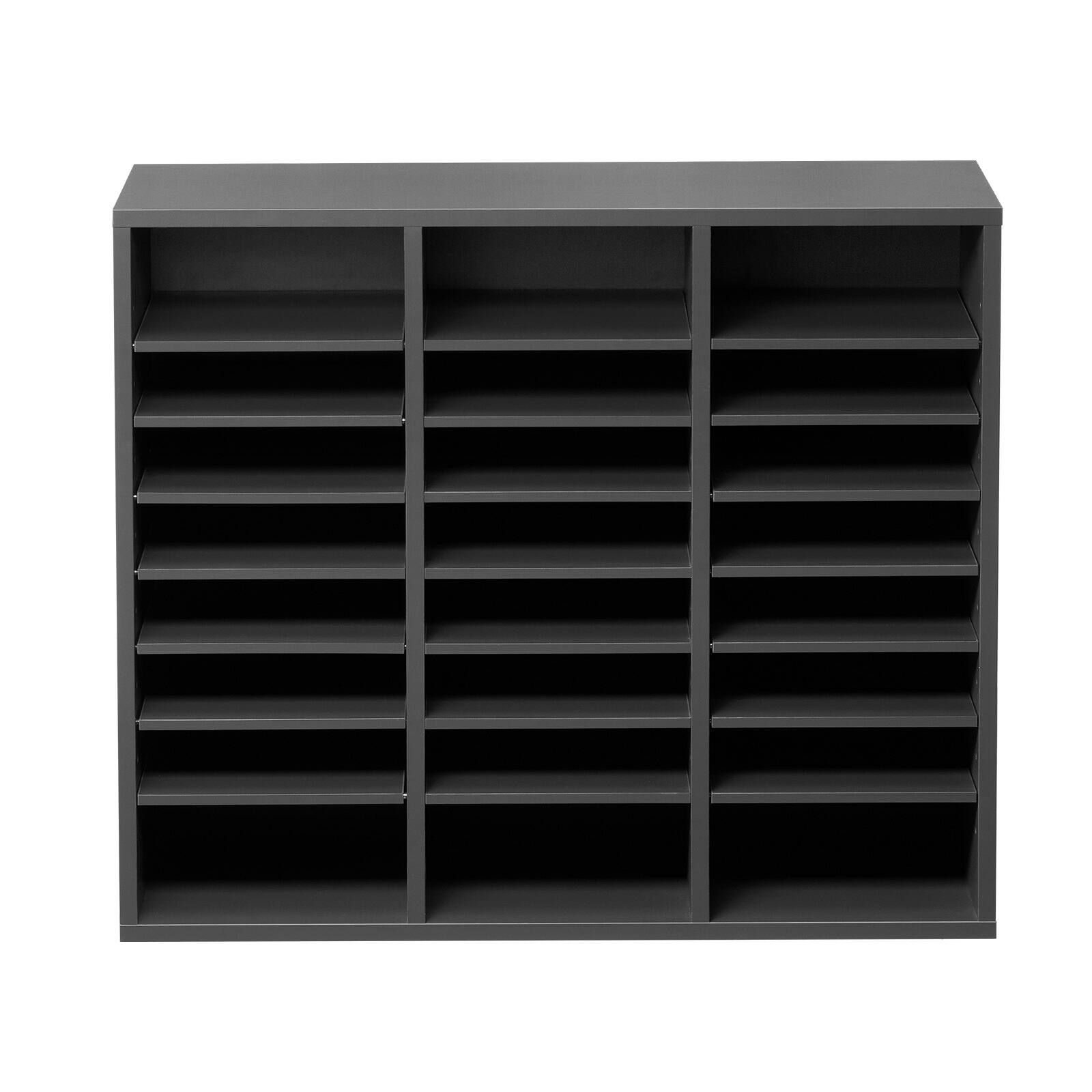 Alt View 10. Glintex - Literature Organizer 24 Compartments Wood Mailbox Sorter with Adjustable Shelves for Office Home File Storage - Grey.