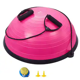 VEVOR - Half Exercise Ball Trainer, 23 inch Balance Ball Trainer, 660lbs Capacity Stability Ball,Yoga Ball with Resistance Bands - Pink