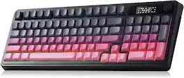 AULA - S99 Pro, 99-Key, Wireless, Membrane, Gaming Keyboard, RGB, 5-Layer Padding, 2000 mAh Battery, Knob, Digital Screen - Black Pink
