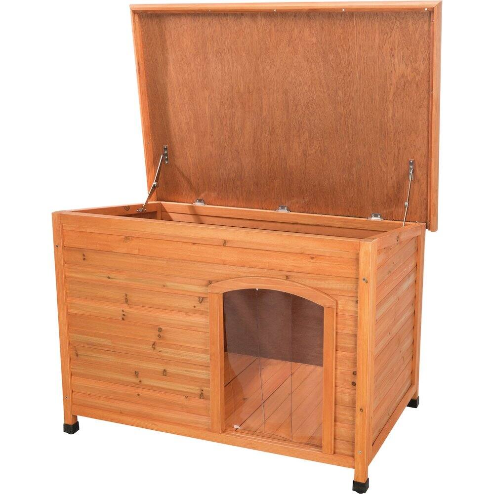 Alt View 5. TRIXIE - Classic Insulated Weatherproof Wooden Small Outdoor Dog House w-Hinged Roof - Brown.