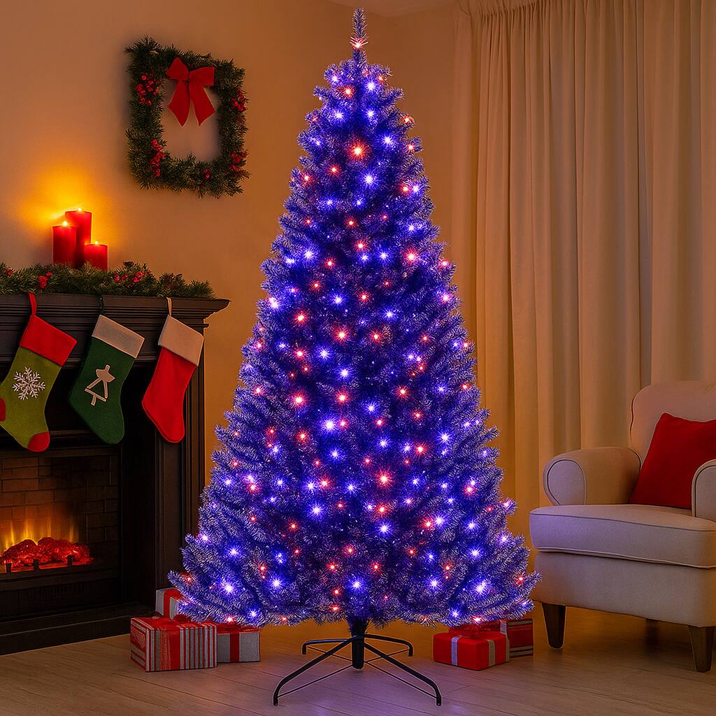 Angle. BreeBe - Spooky Artificial Christmas Tree – 6/7/8ft with Light Effects and Sounds - Black.