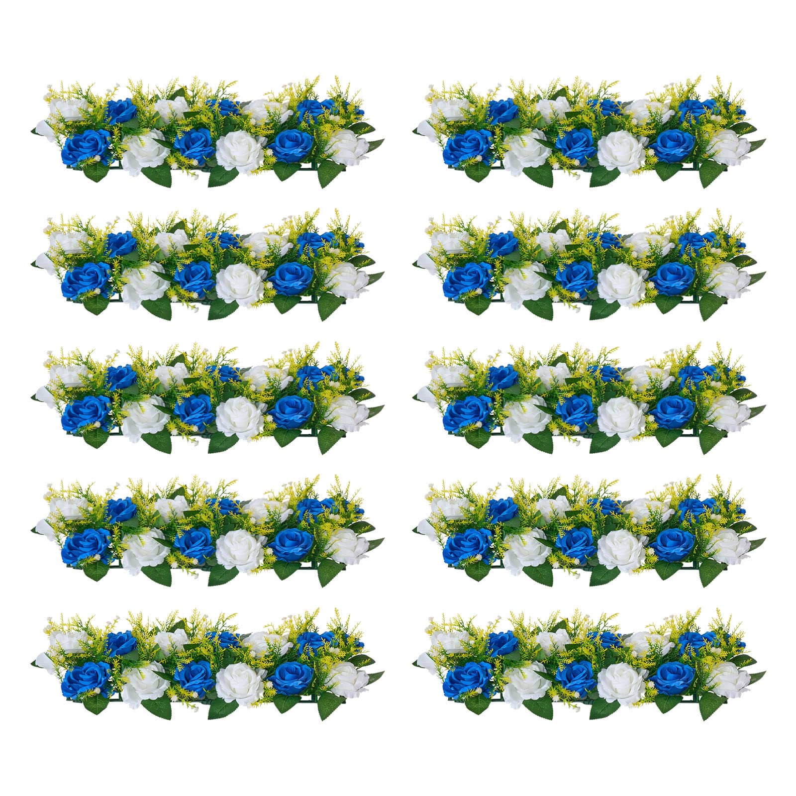 VEVOR - Flower Ball Arrangement Bouquet 10 PCS, 19.6 x 8.6 Inch Artificial Flower Balls Wedding Table Centerpieces - Blue,White