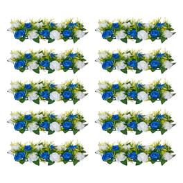 VEVOR - Flower Ball Arrangement Bouquet 10 PCS, 19.6 x 8.6 Inch Artificial Flower Balls Wedding Table Centerpieces - Blue,White