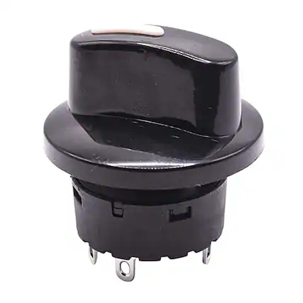 Front. HQRP - Rotary Switch with Knob - SP7T 7-Position 1-Pole Selector, 8 A 120 V AC - black.