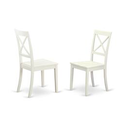 East West Furniture - Dining Room Set Linen White - Brown