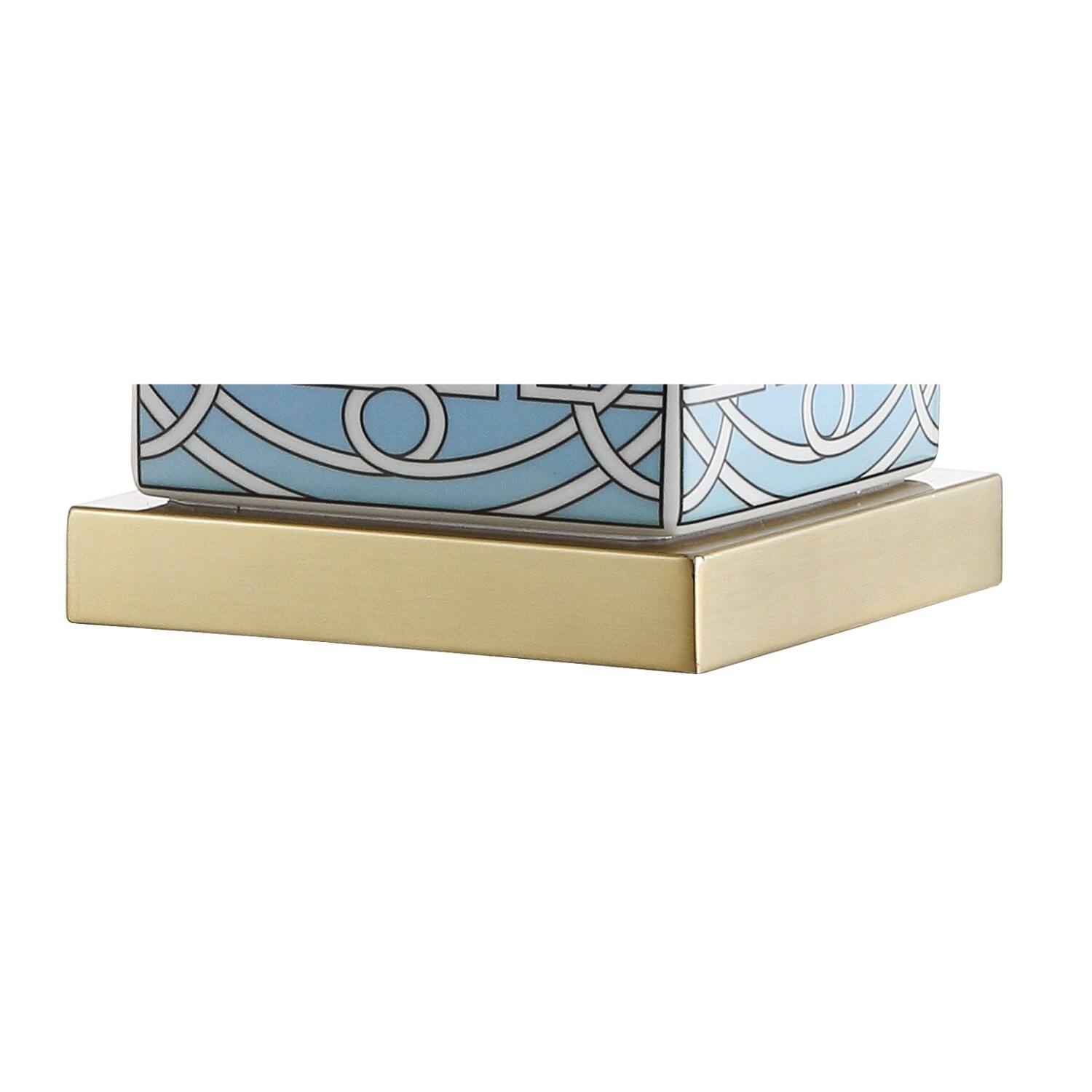 Alt View 4. Jonathan Y - Catherine 22" Modern Transitional Ceramic/Metal Square Ginger Jar LED Table Lamp, Blue/White - Blue/White.