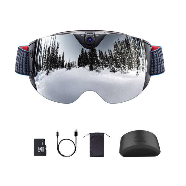 Alt View 1. OhO sunshine - Smart Ski and Snowboard Goggles with 4K Live Streaming Camera, WiFi to Phone, Helmet Compatible - Silver.
