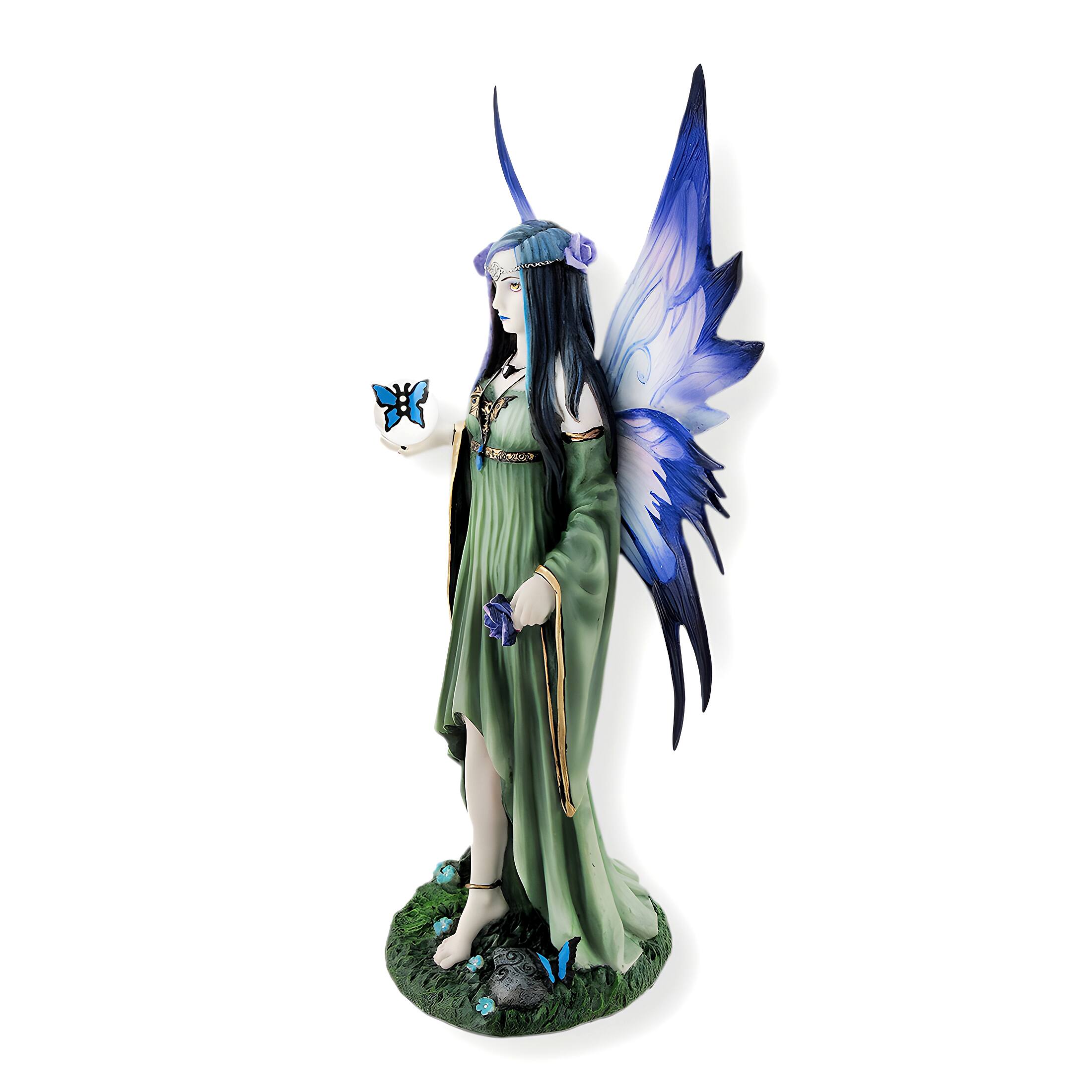 Alt View 1. Veronese Design - Anne Stokes `Mystic Aura` Fantasy Fairy Statue - Blue.