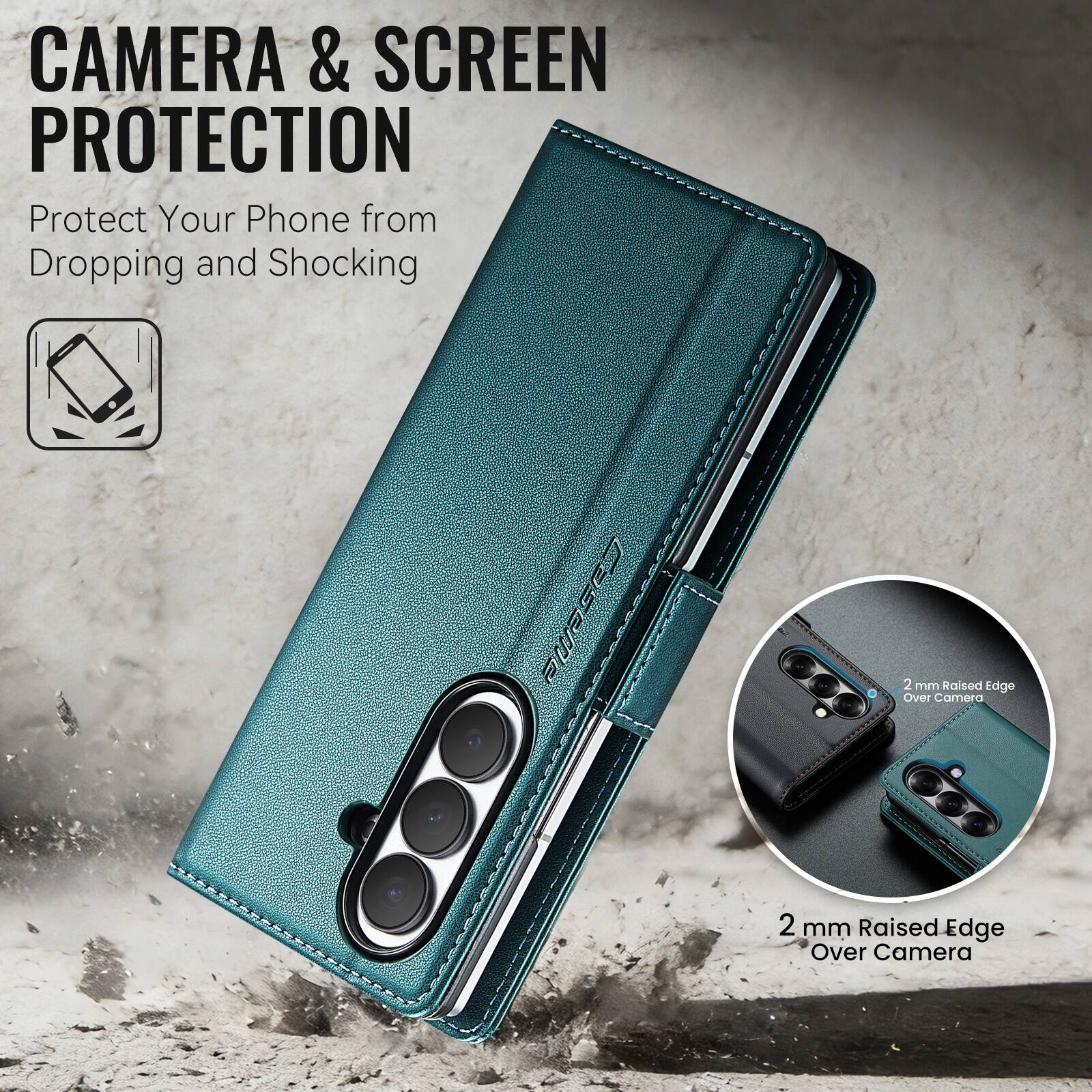 CAMERA & SCREEN PROTECTION  
Protect Your Phone from Dropping and Shocking  

2 mm Raised Edge Over Camera  
2 mm Raised Edge Over Camera