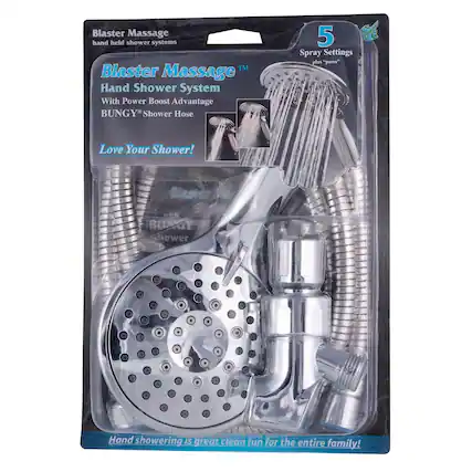 Blaster Massage hand held shower systems
Blaster Massage Hand Shower System With Power Boost Advantage
BUNGY Shower Hose
5 Spray Settings plus "paws"
Love Your Shower!
Blaster with BUNGY shower
Hand showering is great clean fun for the entire family!