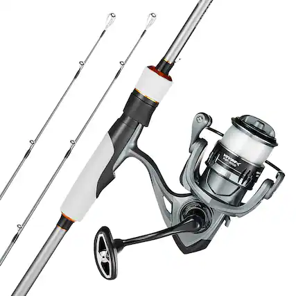 Front. VEVOR - Rod and Fishing Reel Combo, IM7 Carbon Fiber Spinning Rod and Reel Combo, Bass Fishing Pole with 7 ft Two-Piece Rods - Gunpowder Gray.