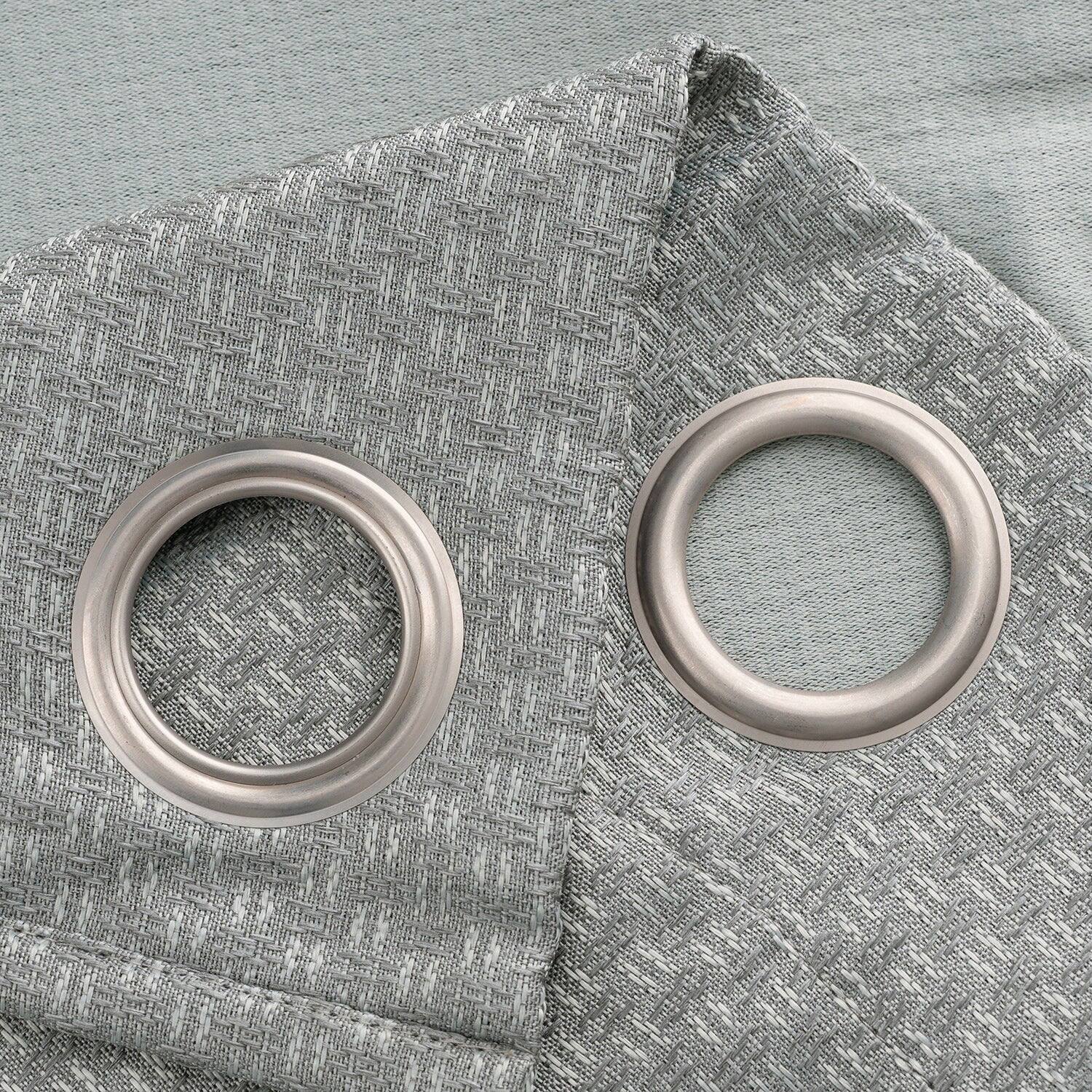 Alt View 1. Olivia Gray - Olivia Gray 100% Polyester 250 GSM Basket Weave Ian Luxury Jacquard Blackout Grommet Curtain Panel 54" x 84" Grey - Grey.