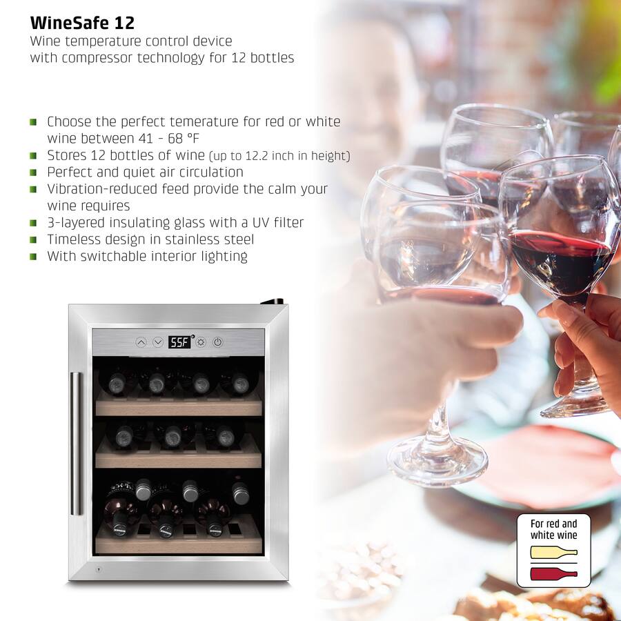 Caso Design WineSafe 12 Bottle Single Zone Wine Cooler Silver - Best Buy
