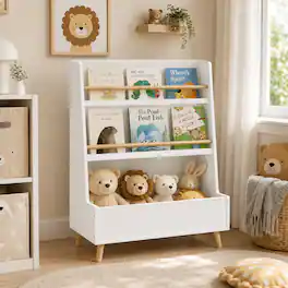 Z-Edge - Kids Bookshelf and Toy Storage Organizer for Kids Room, Playroom, Nursery - White