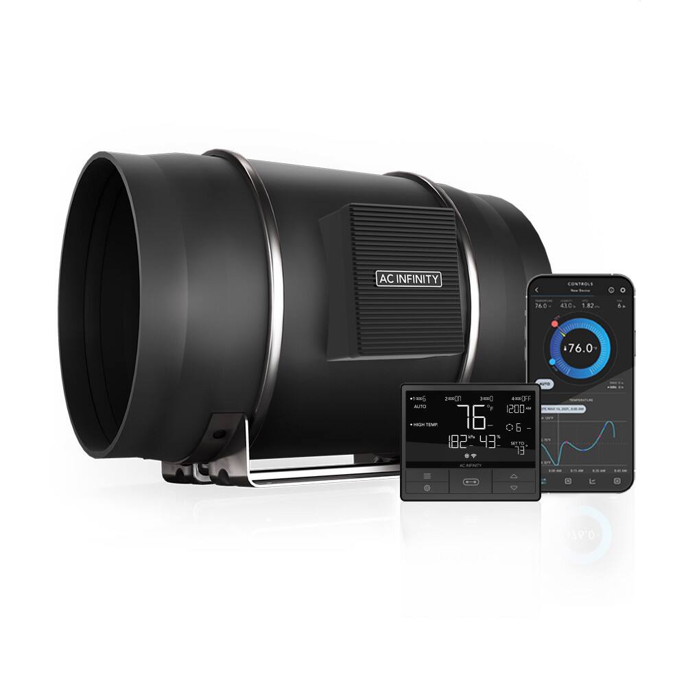 AC Infinity - CLOUDLINE T10, Quiet Inline Fan 10" with Temperature Humidity VPD Controller