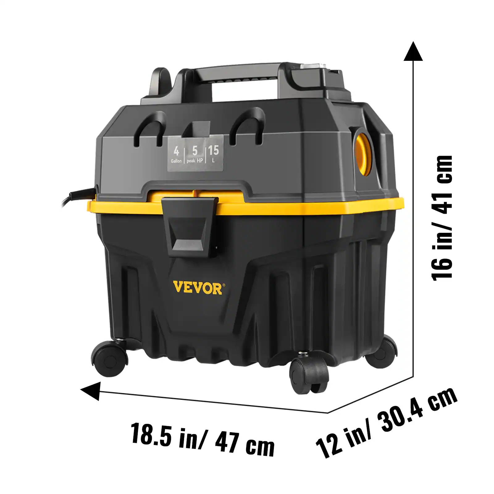 4 5 15 Gallon peak HP L

VEVOR

16 in/ 41 cm

18.5 in/ 47 cm

12 in/ 30.4 cm