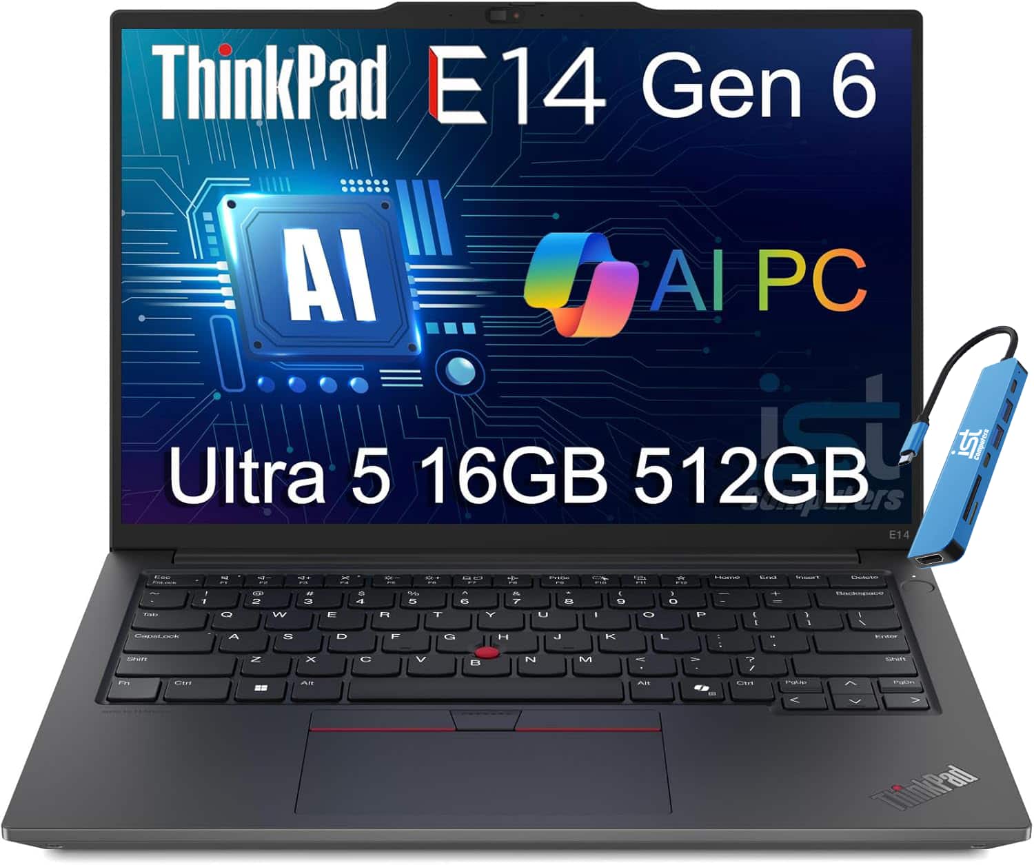 Lenovo - ThinkPad E14 Gen 6 14" WUXGA Laptop - Intel Core Ultra 5 with 16GB Memory - 512GB SSD - Thunderbolt 4 - Win 11Pro - Black