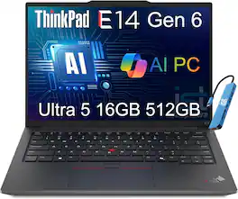 Lenovo - ThinkPad E14 Gen 6 14" WUXGA Laptop - Intel Core Ultra 5 with 16GB Memory - 512GB SSD - Thunderbolt 4 - Win 11Pro - Black