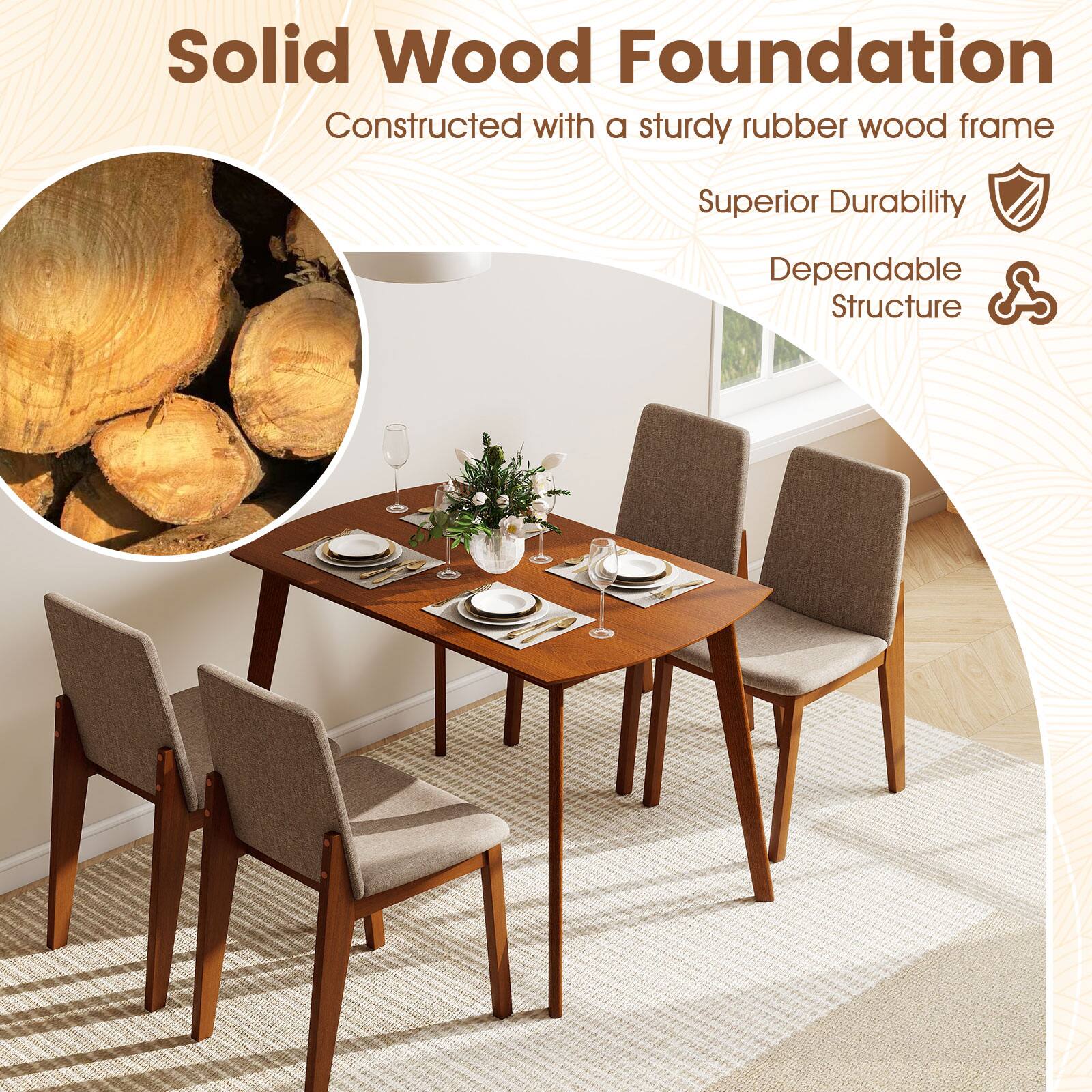 Solid Wood Foundation  
Constructed with a sturdy rubber wood frame  
Superior Durability  
Dependable Structure
