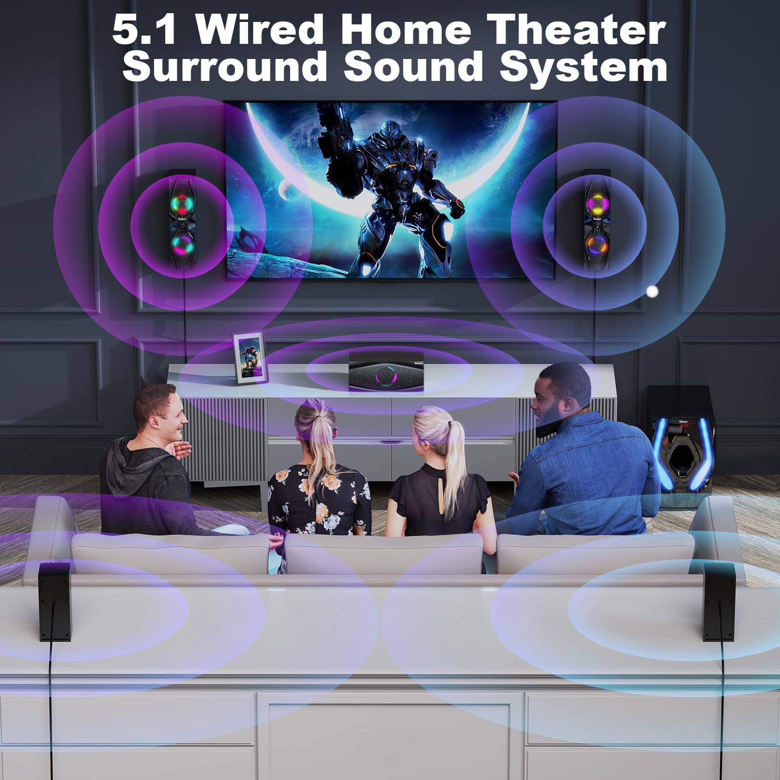 5.1 Wired Home Theater Surround Sound System