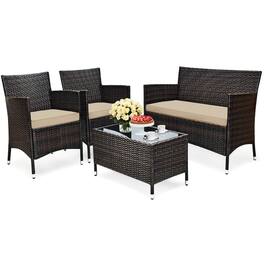 Kadyn - Outdoor Indoor Use Backyard Porch Garden Poolside Balcony Sets Light Brown 4 Pieces Furniture - Black
