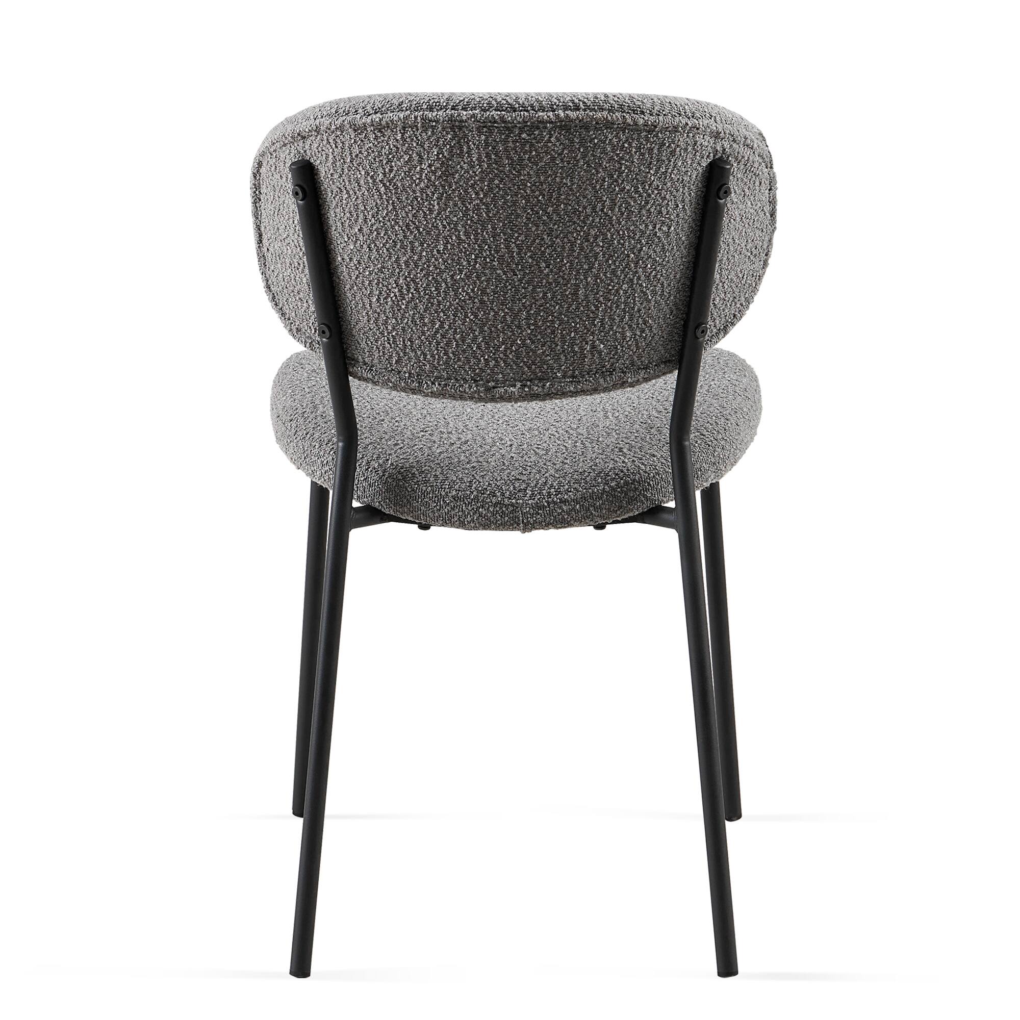 Alt View 5. Lirago - 23 Inch Boucle Fabric Dining Chairs Set of 4 Mid Century Modern Design Curved Backrest Metal Legs - Gray.