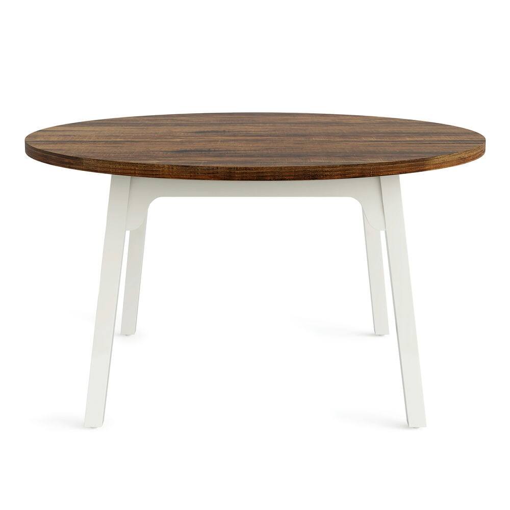 Back. Kadyn - Kadyn Dining Table, Living Room Table 47-inch, Round Farmhouse Kitchen Table for 4-6,Brown & White - Brown.