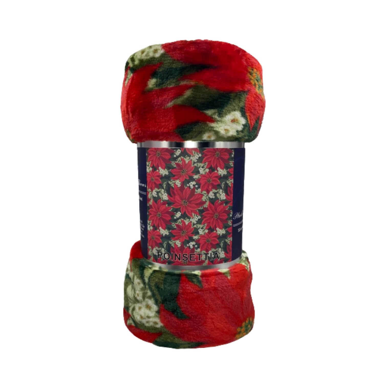 Alt View 4. Noble House - Plazatex Christmas plush Decorative Poinsettia Machine Washable Throw 50" x 60" Red - Red.