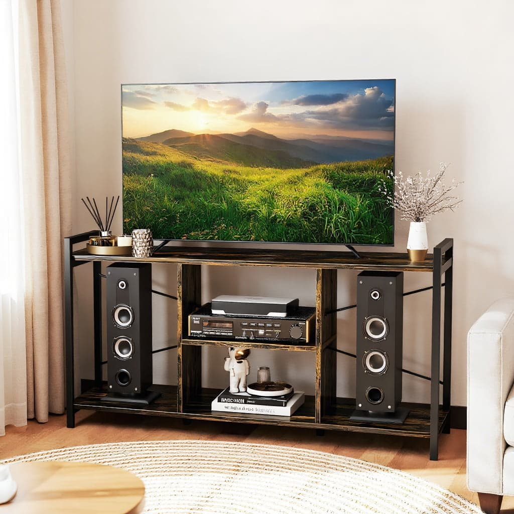 Kadyn - Entertainment TV Stand,Entertainment CenterTV Stand for 55 Inch TVs Industrial Entertainment Center-Rustic - Brown