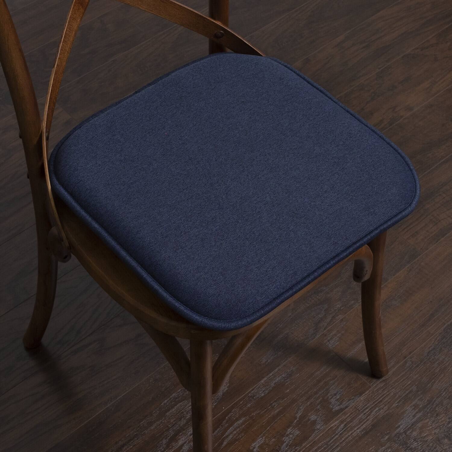 Left. Sweet Home Collection - Charlotte Jacquard Memory Foam No Slip Back 16" x 16" Chair Pad Cushion, 2-Pack - Navy.