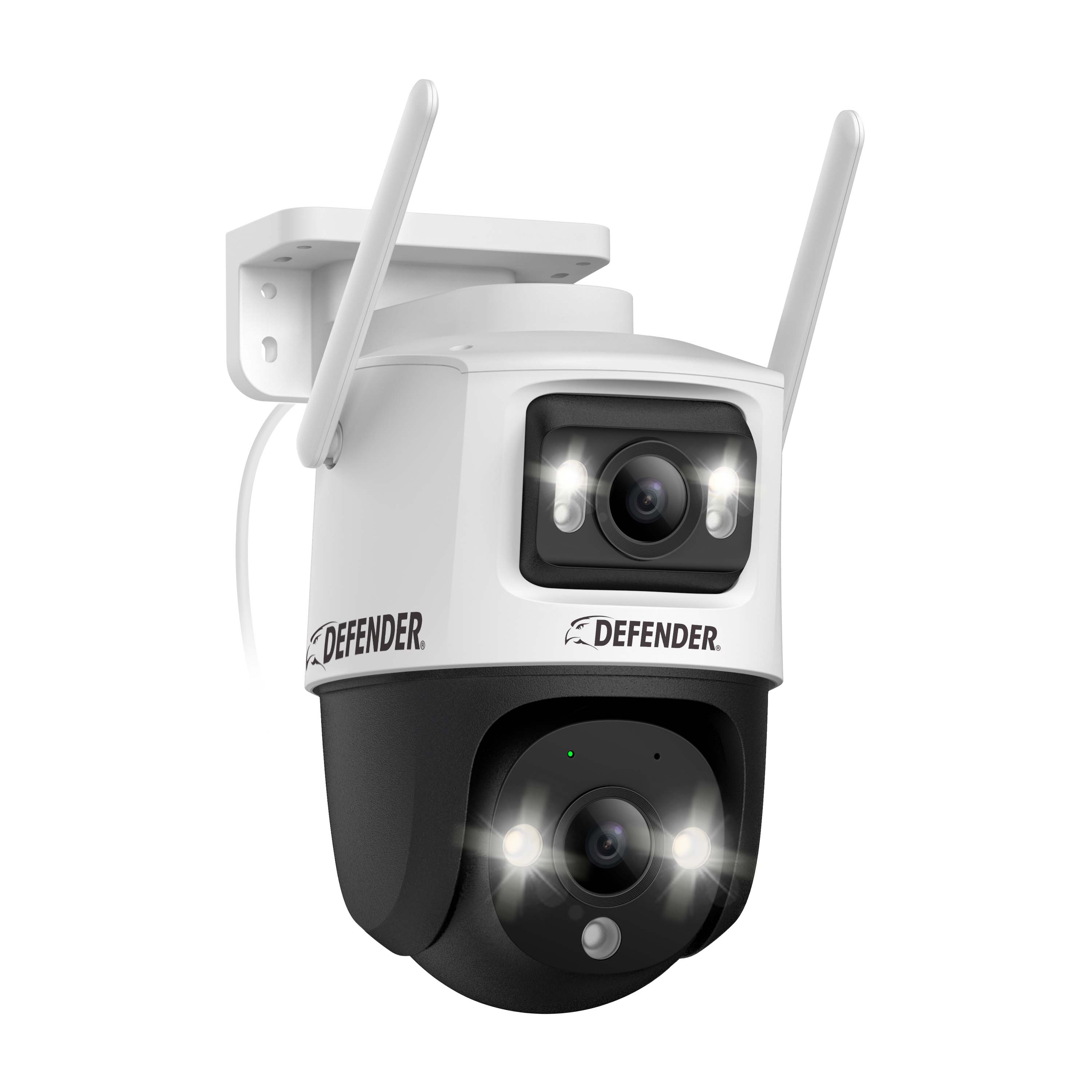 Defender - AI POWERED Guard Pro 3K PLUS Dual Lens PTZ Wi-Fi 6 Plug-in Security Camera - White - Front_Zoom
