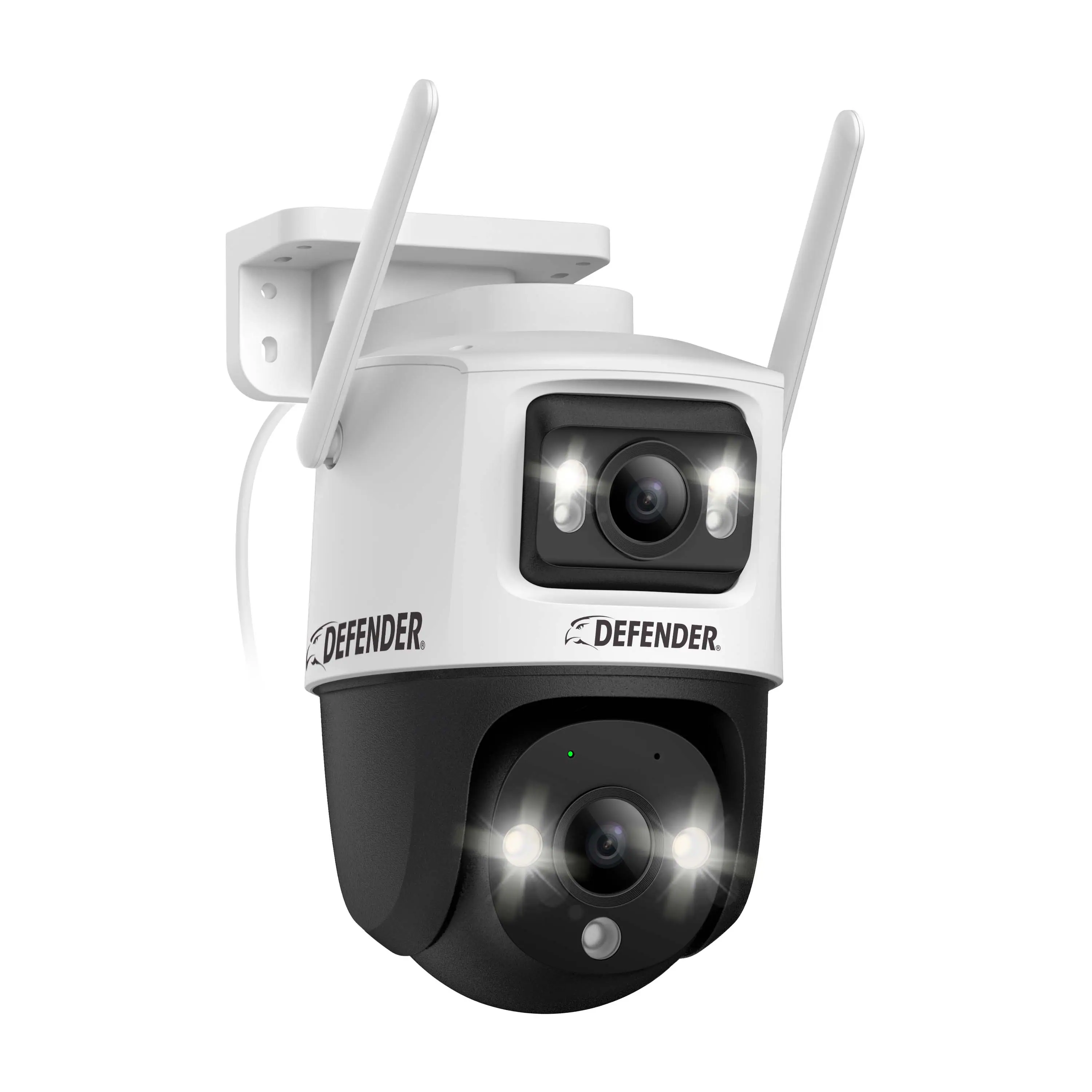 Defender - AI POWERED Guard Pro 3K PLUS Dual Lens PTZ Wi-Fi 6 Plug-in Security Camera - White