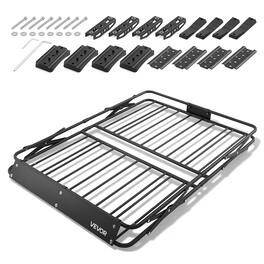 VEVOR - Roof Rack Cargo Basket, 46 x 36 x 4 in, Heavy Duty Roof Top Carrier Basket with Folding Design, 200 lbs Capacity - Black