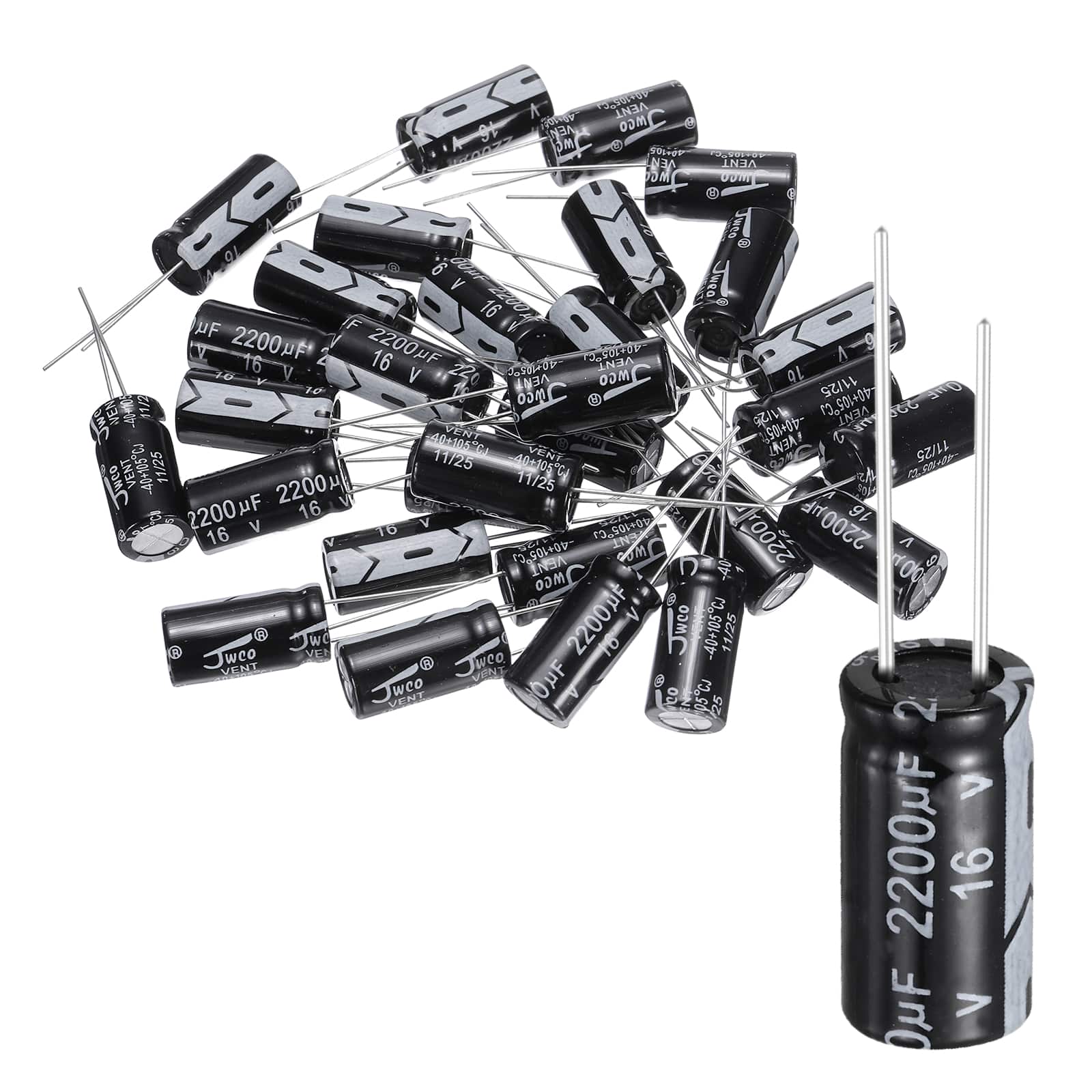 Unique Bargains - 2200uF 16V 10x20mm Electrolytic Capacitor, 105C High Temp Radial Leads, for TVs/LCDs/VCD, 30pcs - Black price history on PriceWatchPro