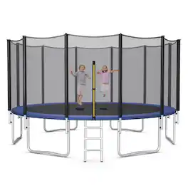 Gymax - 16 FT Outdoor Trampoline Bounce Combo W/Safety Closure Net Ladder - Black