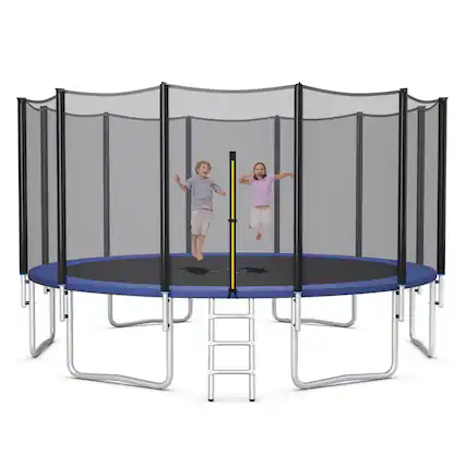 Front. Gymax - Gymax 16 FT Outdoor Trampoline Bounce Combo W/Safety Closure Net Ladder - Black.