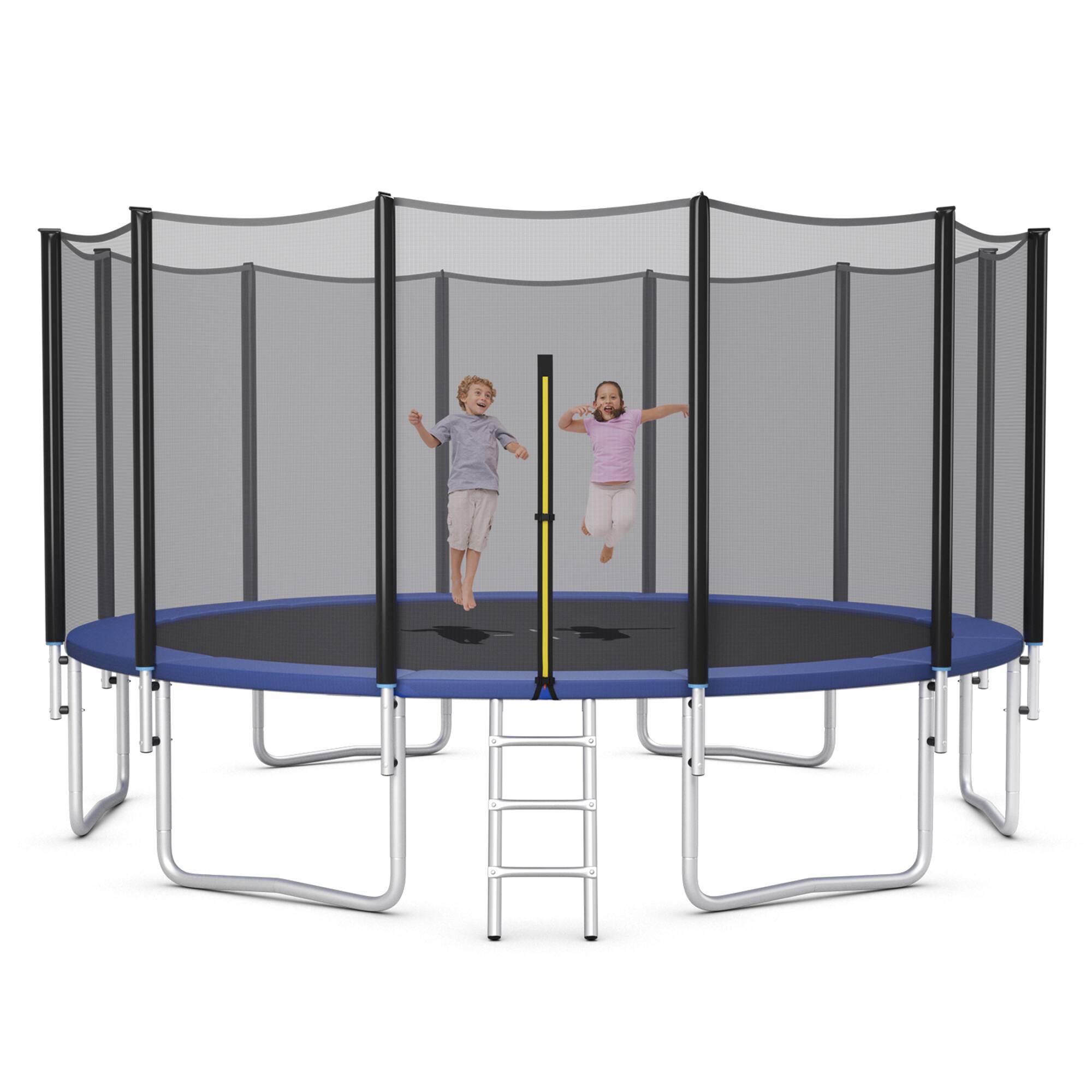 Front. Gymax - Gymax 16 FT Outdoor Trampoline Bounce Combo W/Safety Closure Net Ladder - Black.