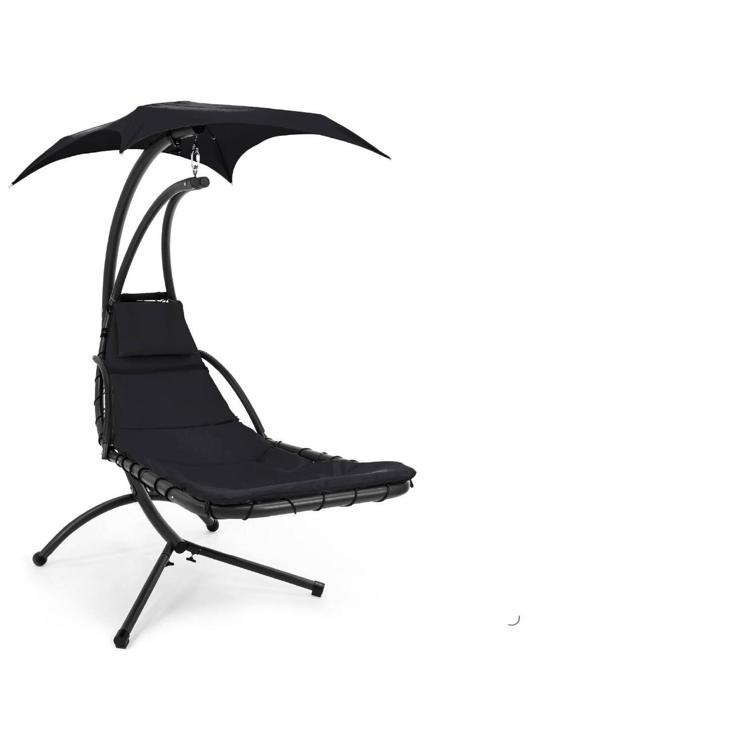 Angle. Hivvago - Black Single Person Sturdy Modern Chaise Lounger Hammock Chair Porch Swing - Black.