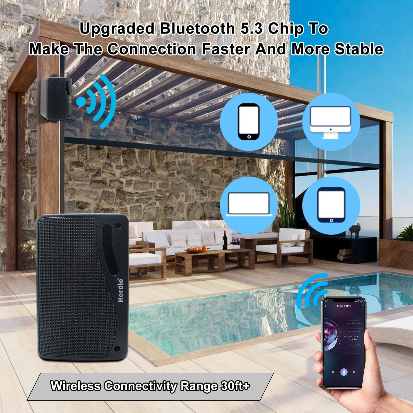 Upgraded Bluetooth 5.3 Chip To Make The Connection Faster And More Stable

Wireless Connectivity Range 30ft+