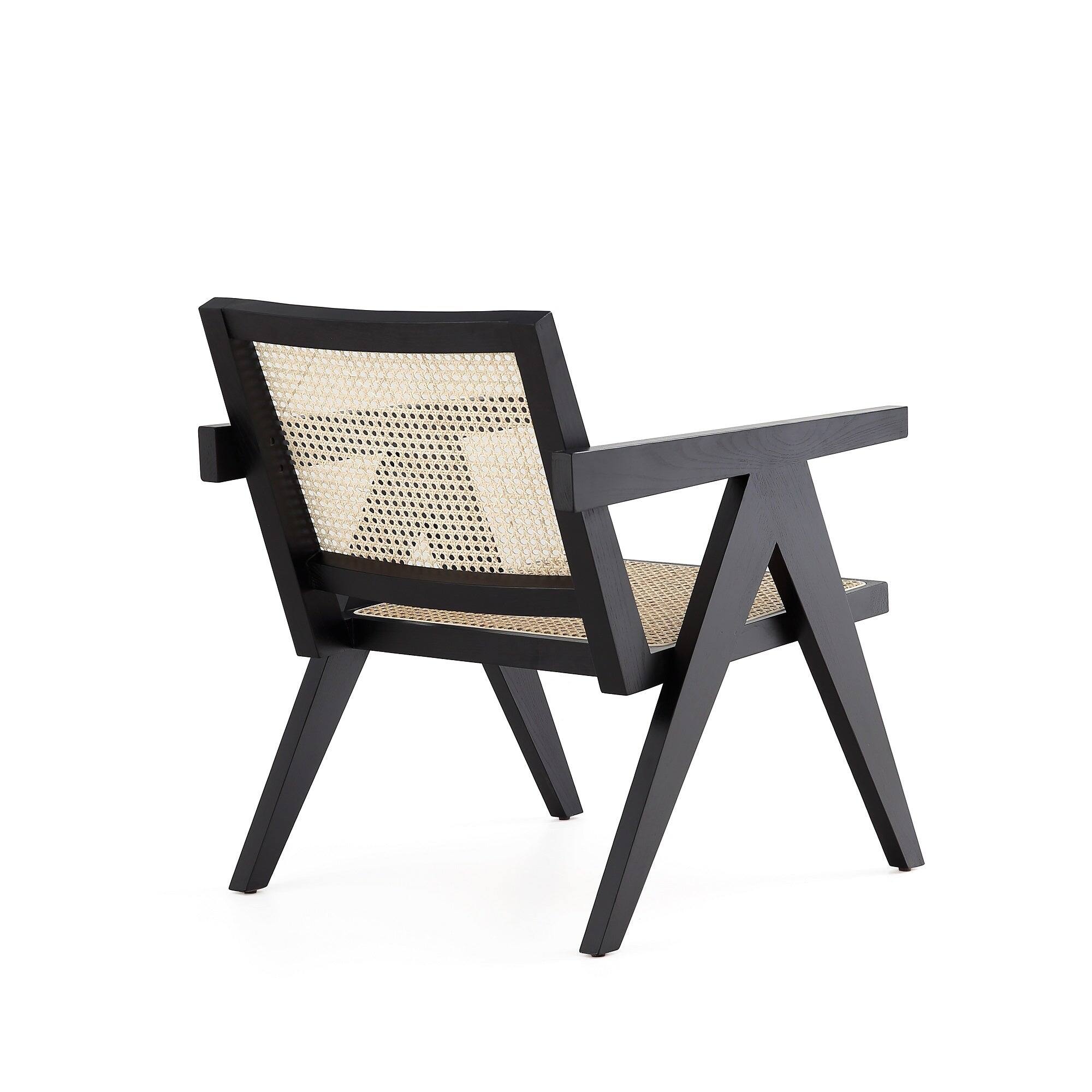 Alt View 2. Manhattan Comfort - Hamlet Industry Chic Cane Back Wood Accent Armchair - Set of 2 - Black and Natural.