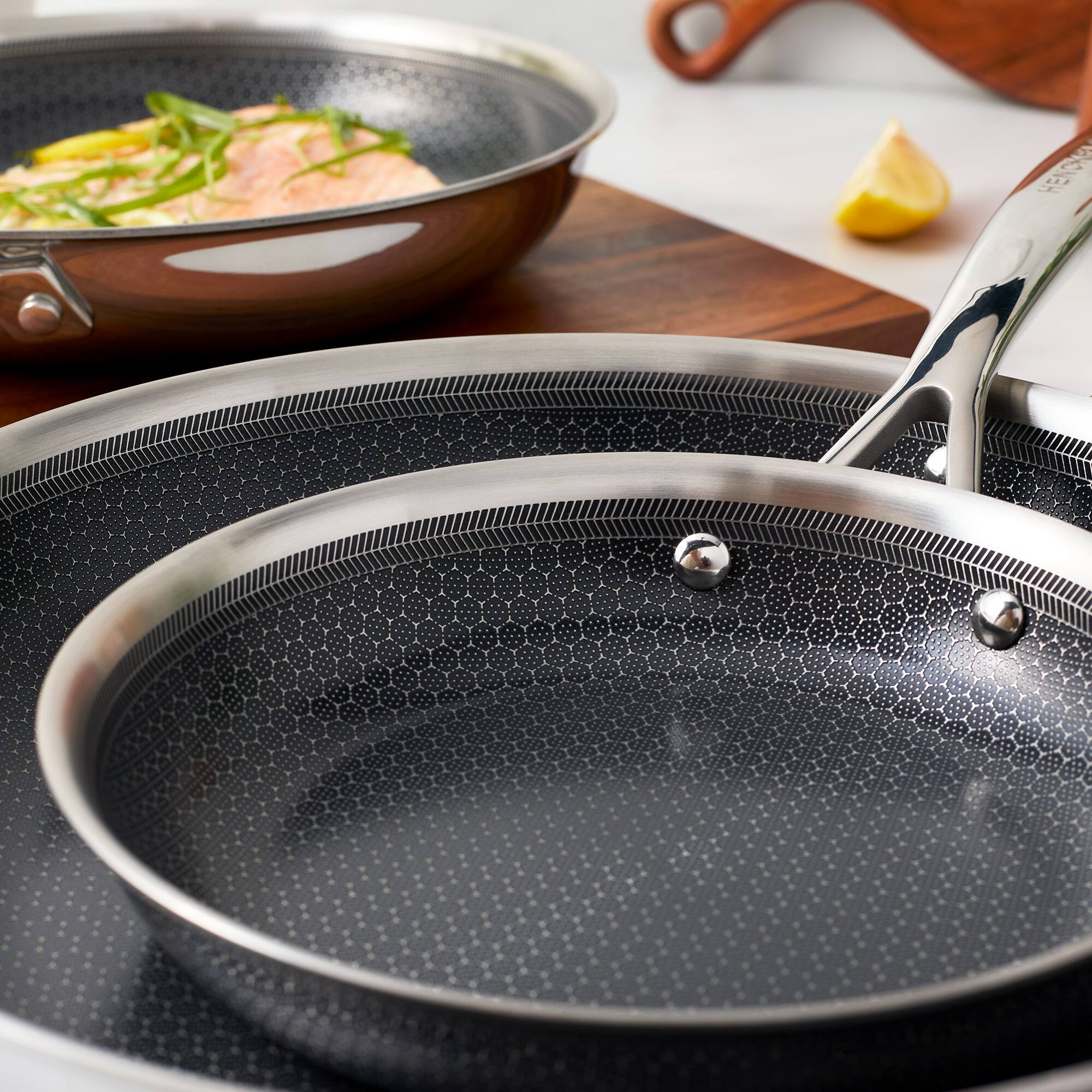 Alt View 1. Henckels - Henckels Paradigm Ceramic 2-pc Stainless Steel Dual Performance Fry Pan Set - Stainless Steel.