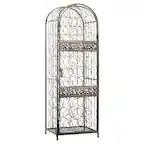 Front. Homcom - 45 Bottle Wrought Iron Wine Rack Jail with Lock.