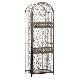 Homcom - 45 Bottle Wrought Iron Wine Rack Jail with Lock