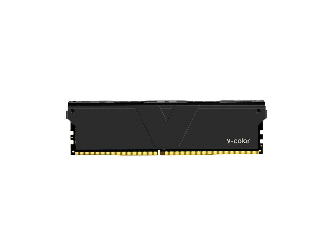 Front. V-color - v-color DDR4 16GB 3200MT/s CL22 1.2V U-DIMM Desktop Memory (Black) (TD416G32D822DSPKKS) - Black.
