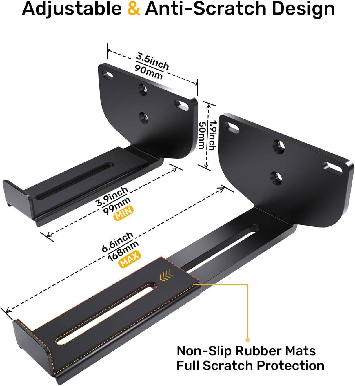 Adjustable & Anti-Scratch Design

- 3.5 inch / 90 mm
- 1.9 inch / 50 mm
- 3.9 inch / 99 mm MIN
- 6.6 inch / 168 mm MAX

Non-Slip Rubber Mats
Full Scratch Protection