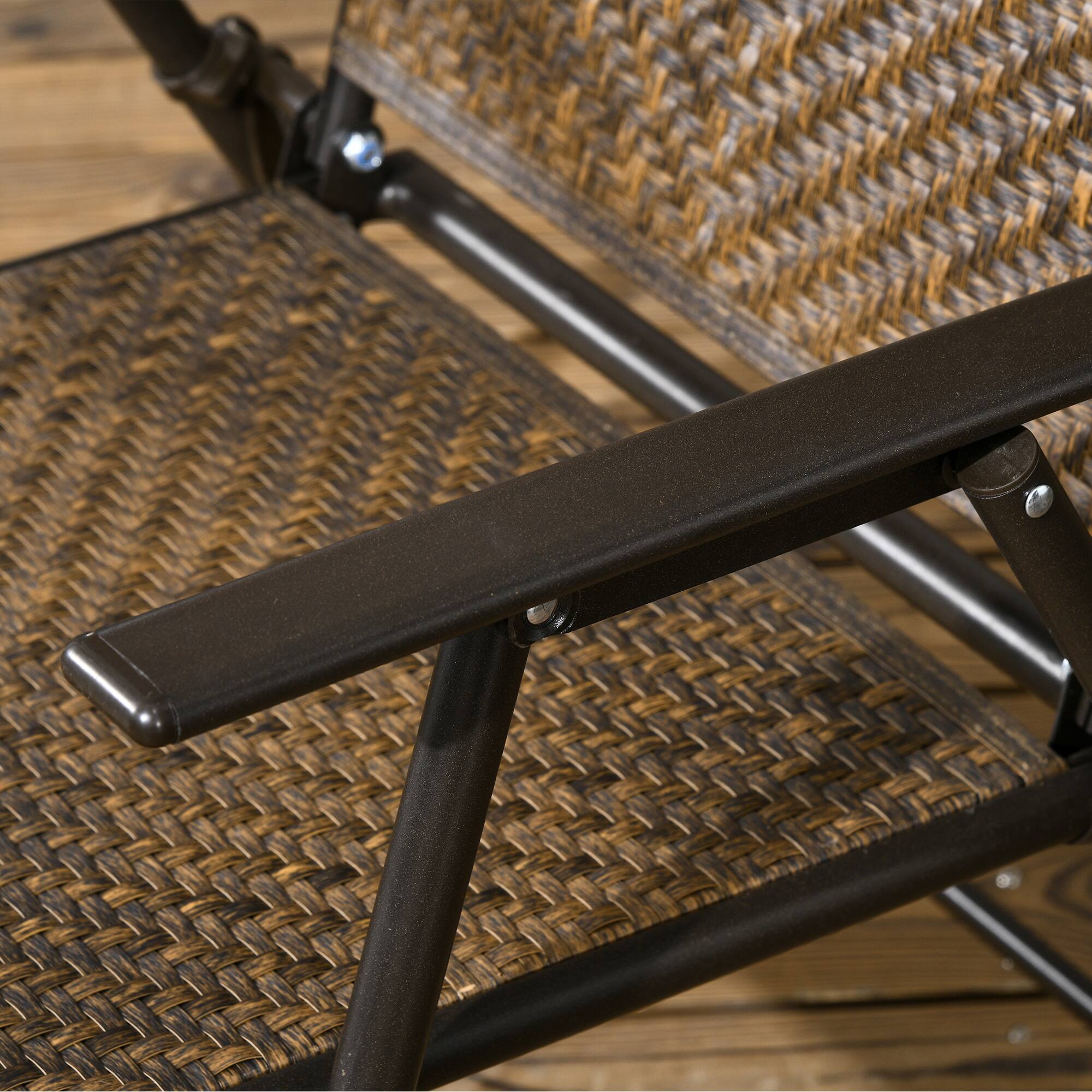 Alt View 7. Outsunny - Pieces Patio Table and Chairs, Foldable Wicker Outdoor Dining Table Set with Umbrella Hole - Brown.