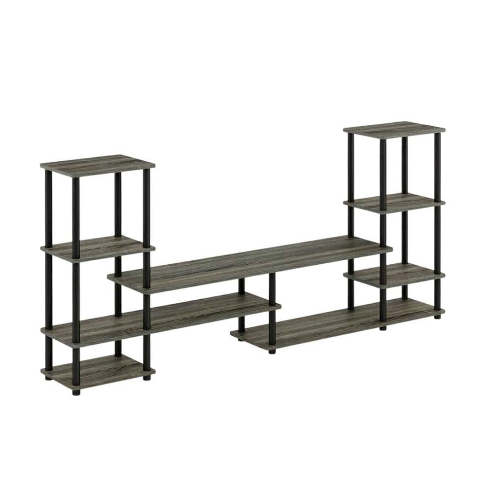 FurniFact - Modern Entertainment Center and Black with Spacious Storage - French Oak Grey