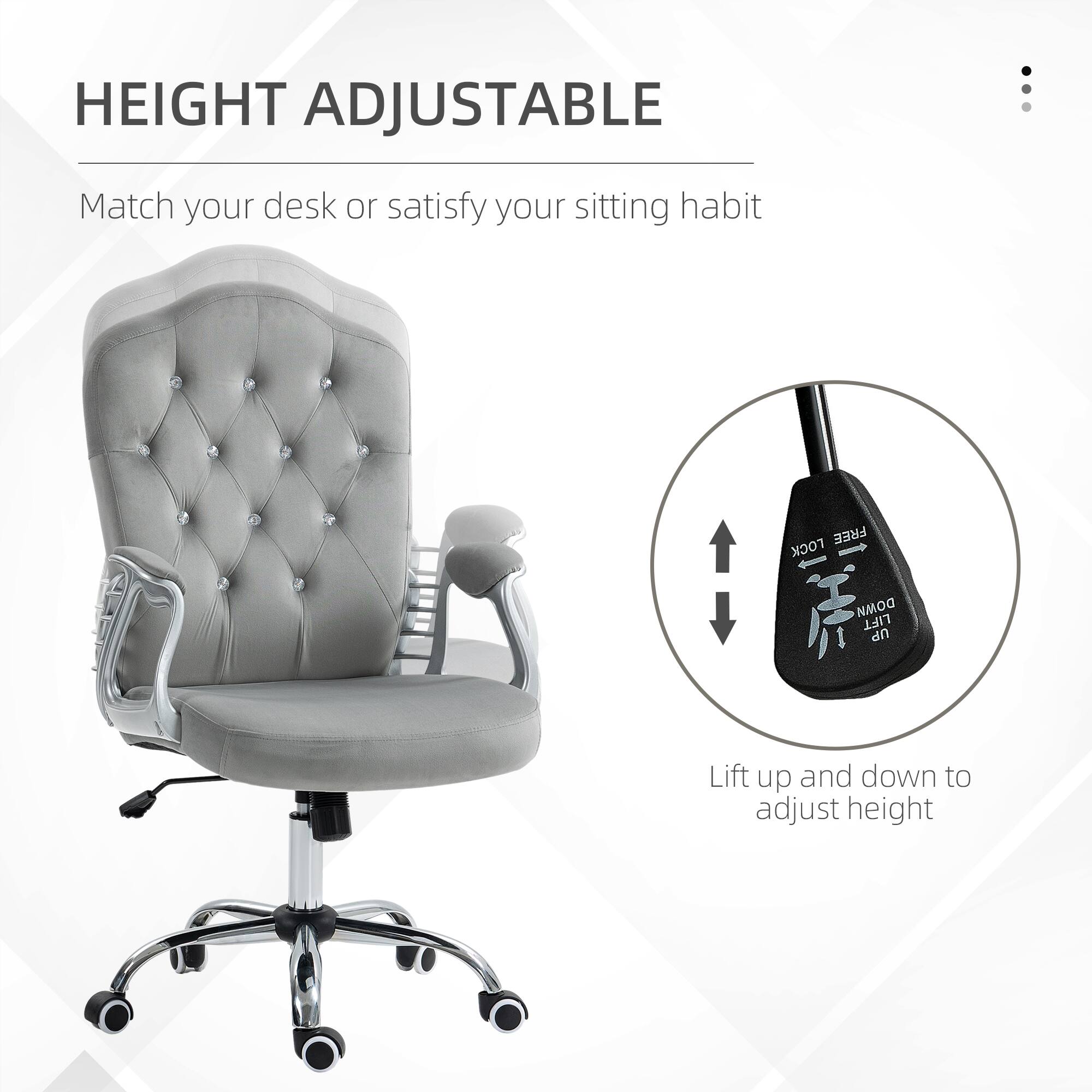 HEIGHT ADJUSTABLE

Match your desk or satisfy your sitting habit

Lift up and down to adjust height