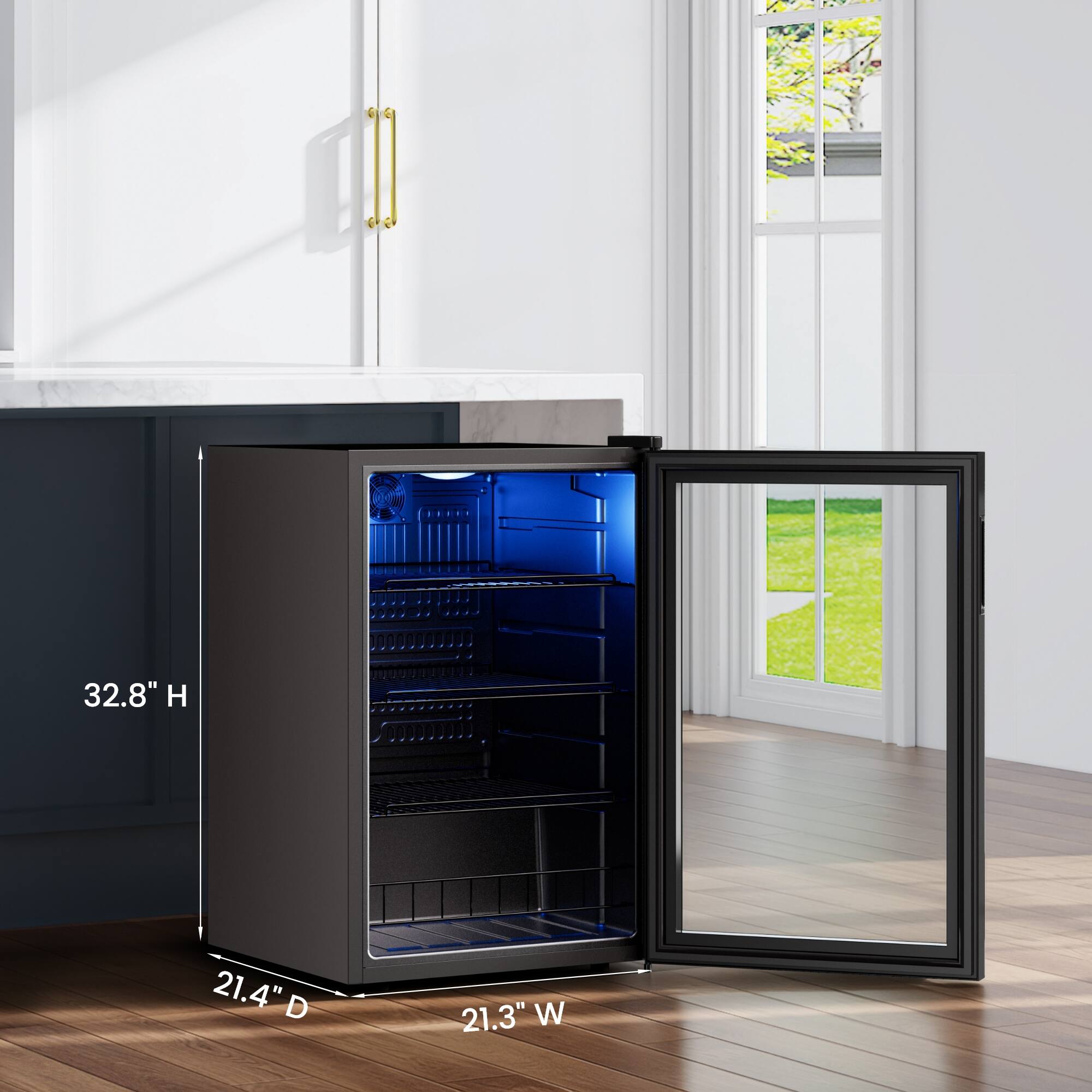 32.8" H  
21.4" D  
21.3" W